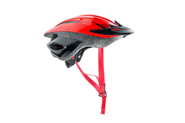 casco de bicicleta rojo - cycling helmet cycling sports helmet isolated fotografías e imágenes de stock