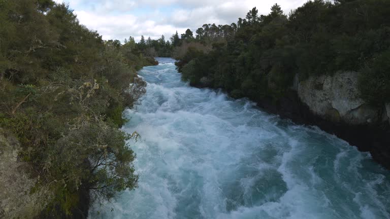 Waikato River and Huka Falls in Taupo, New Zealand