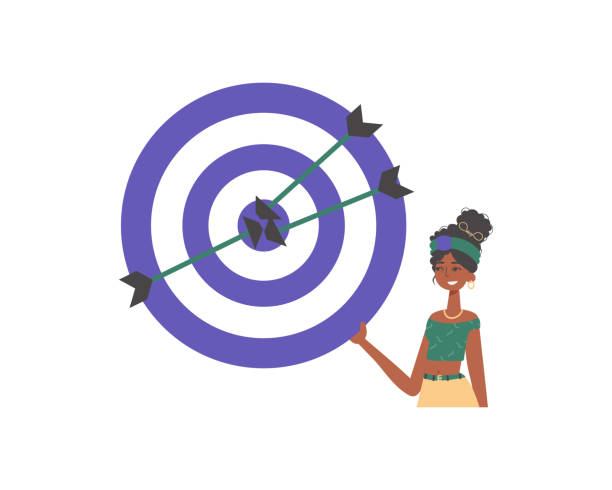 istock The daughter holds in his handwrite a devour with arrow that hit the kernel battlefield sector. Trendy style, Vector Illustration 1510268083
