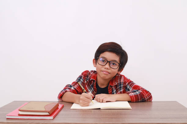 istock Adorable asian student studying on the desk while looking at the camera 1510273312
