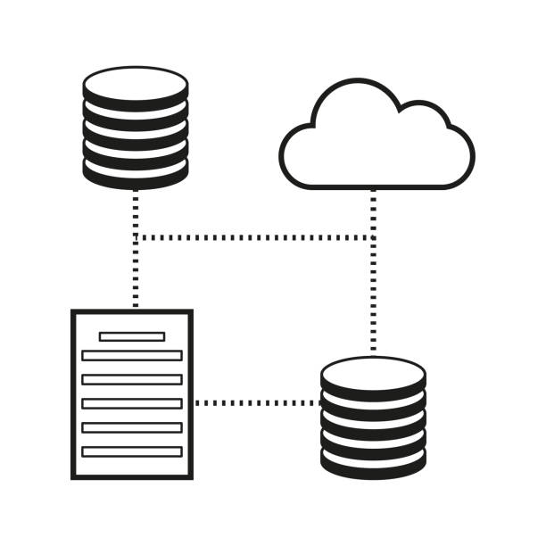 cloud-datenbank-symbol. datenbank-schema-symbol. vektor-illustration. stockbild. - data base symbol computer icon stock-grafiken, -clipart, -cartoons und -symbole