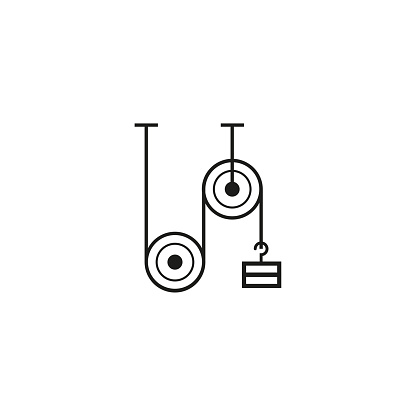 Rope And Pulley System icon. Pulley Weight Icon. Vector illustration. stock image. EPS 10.