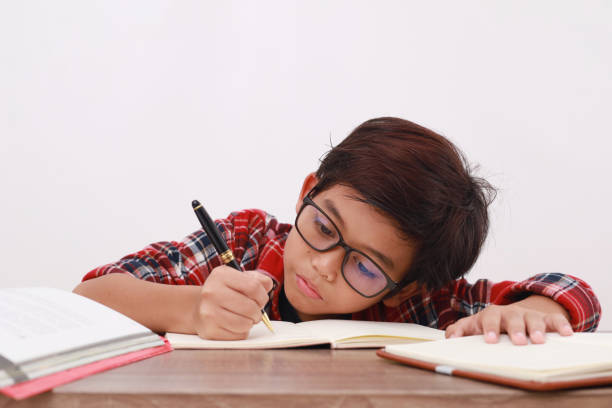 istock Close up photo of Happy asian student studying while writing something on the book 1510276663