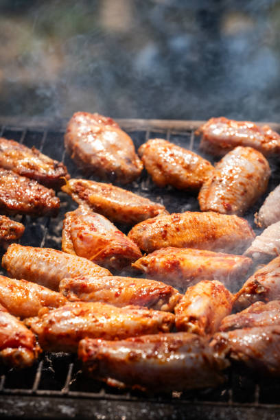 istock Chicken Grilled On Hot Barbecue Charcoal Flaming. 1510290690