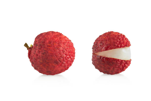 istock Fresh ripe lychee tropical fruit isolated on white background 1510299906