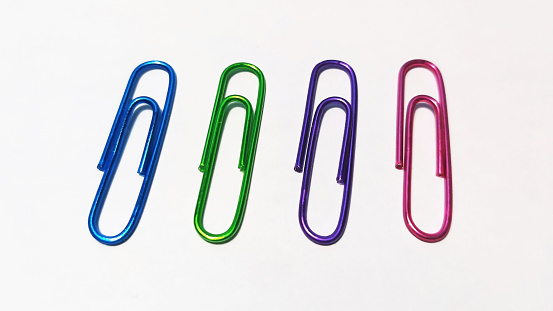 A paperclip or clip is a tool for holding together two or more sheets of paper based on the principle of pressure. Paper clamped with clips can be easily removed again. Using clips is more practical than using glue or a stapler.