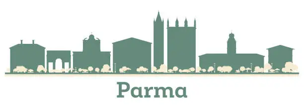 Vector illustration of Abstract Parma Skyline with Color Buildings.