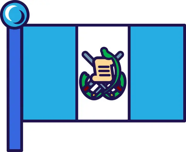 Vector illustration of Guatemala republic nation flag on flagpole vector