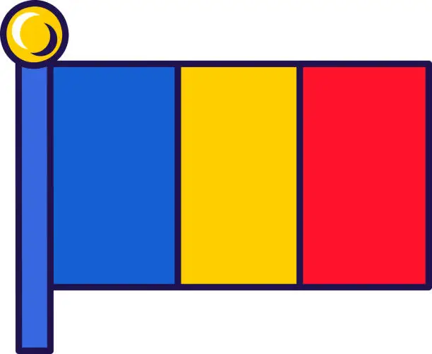 Vector illustration of Moldova republic nation flag on flagpole vector