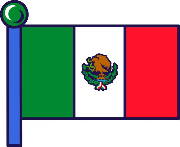 Vector illustration of Mexico country nation flag on flagpole vector