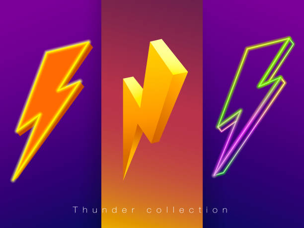 Thunder design for 3d symbol icon Thunder design for 3d symbol icon. Use for online advertising and presentation. Vector EPS file. thunder bolt 3d stock illustrations