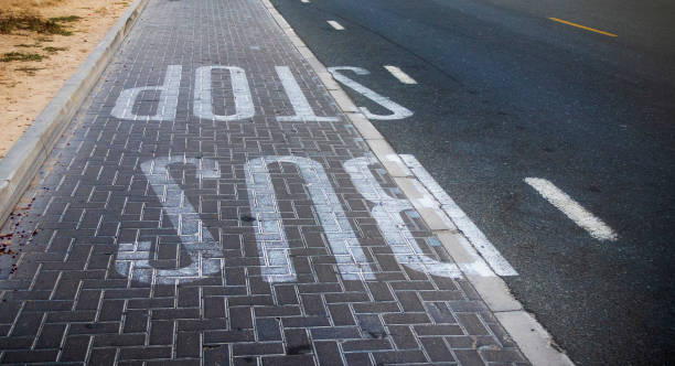 istock Bus stop indication on the asphalt. City 1510471032