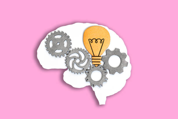 istock Wooden Gears and Lightbulb in a Flat Human Brain Shape 1510472604