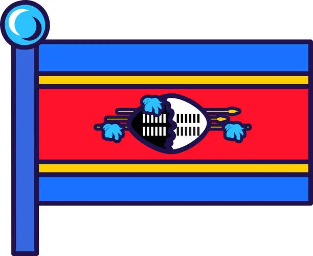Vector illustration of Swaziland country nation flag on flagpole vector
