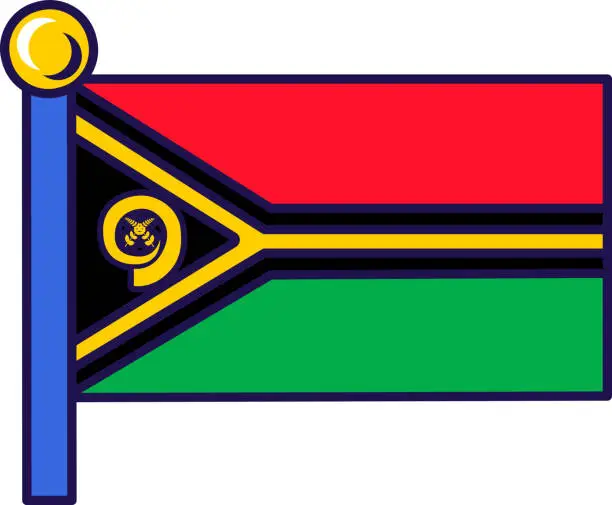 Vector illustration of Vanuatu country nation flag on flagpole vector