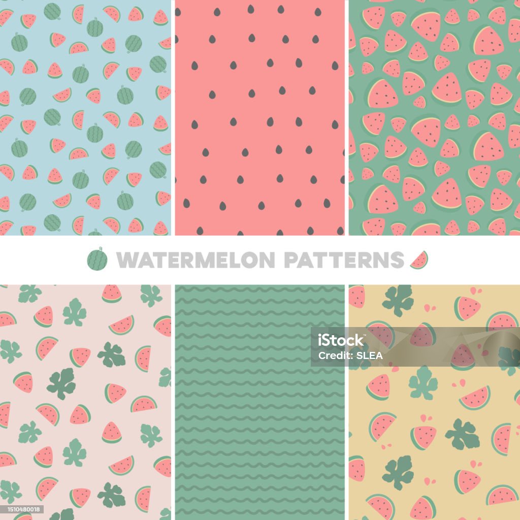 Wattermelon Pattern Watermelon Pattern Illustration Vector Set Stock Illustration ...