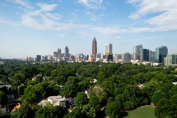 Downtown Atlanta on a sunny day from Piedmont Park