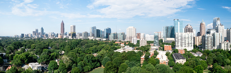 Panorama of downtown Atlanta on a sunny day from Piedmont Park, Georgia, USA