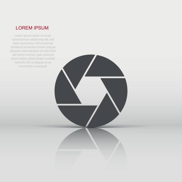 istock Camera diaphragm icon in flat style. Lens sign vector illustration on white isolated background. Photo snapshot business concept. 1510559346
