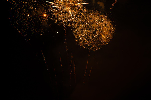 fireworks in the city of Dnipro in Ukraine at night on the day of the city September 12, 2020