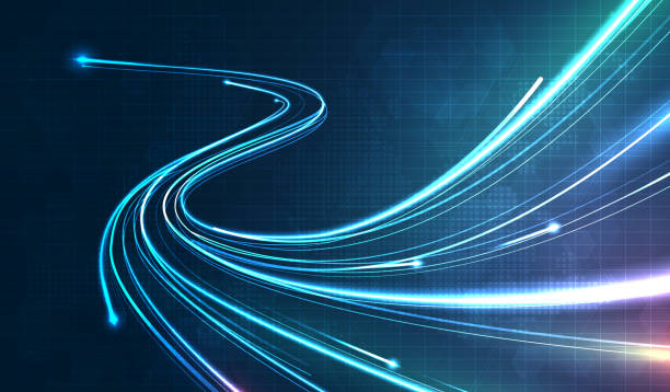 istock Blue light streak, fiber optic, speed line, futuristic background for 5g or 6g technology wireless data transmission, high-speed internet in abstract. internet network concept. vector design. 1510643696