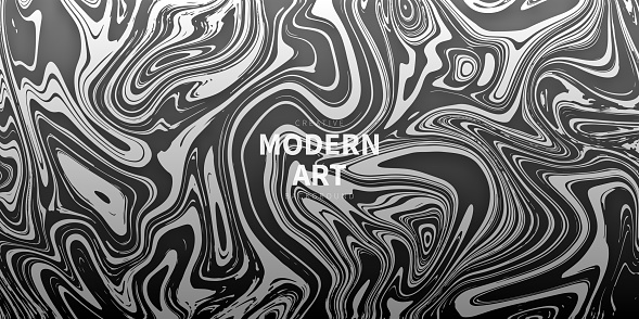Modern and trendy background. Abstract design with a fluid, liquid effect and a beautiful color gradient. This illustration can be used for your design, with space for your text (colors used: White, Gray, Black). Vector Illustration (EPS file, well layered and grouped), wide format (2:1). Easy to edit, manipulate, resize or colorize. Vector and Jpeg file of different sizes.