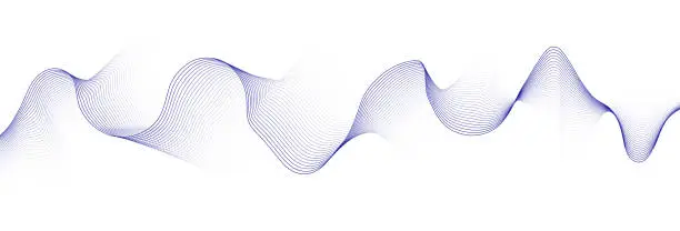 Vector illustration of Abstract blue smooth wave on a white background. Dynamic sound wave. Design element. Vector illustration.