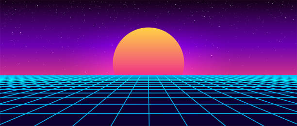 istock Digital retro landscape 1980s style. Futuristic cyber surface. 80s Retro Sci-Fi background. Album cover or banner in the style of the 80-90s. Vector illustration. 1510697522