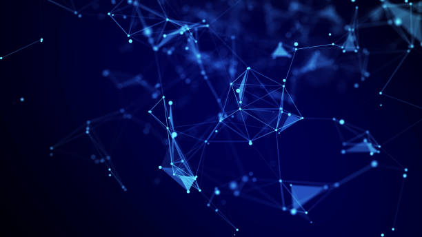 istock Futuristic geometric flow with connecting points and lines. Abstract blue digital background. Global network concept. Big data complex with compounds. 3D rendering. 1510707162