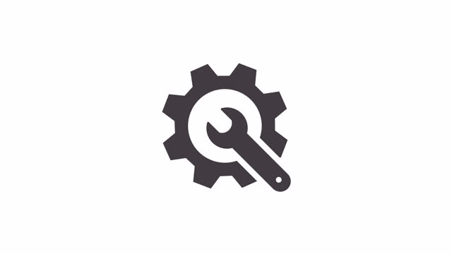 Wrench and cogwheel. Vector icon animation. Transparent background