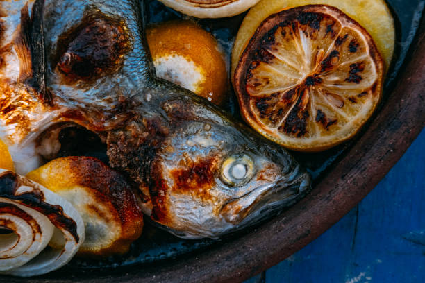 Bluefish Cooked in a Traditional Stone Oven