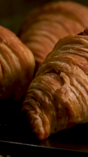 freshly baked croissants on the Breakfast table. Rotation video