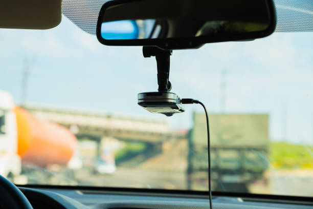 istock Digital video recorder car camera, CCTV on car, rearview mirror of automobile. 1510740607