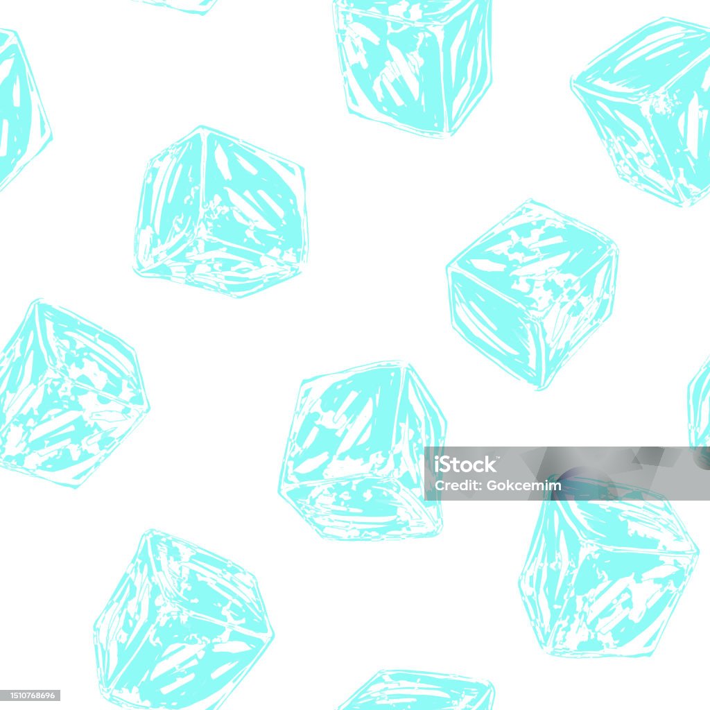 Ice Pattern Simple Ice Cubes Seamless Pattern With White Background Stock Illustration ...