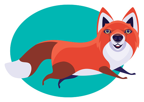vector illustration of red fox running