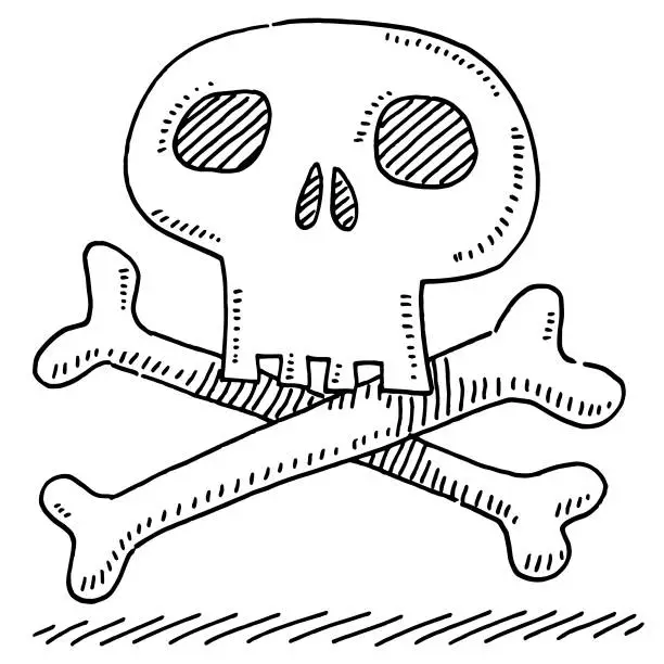 Vector illustration of Cartoon Skull And Bones Drawing