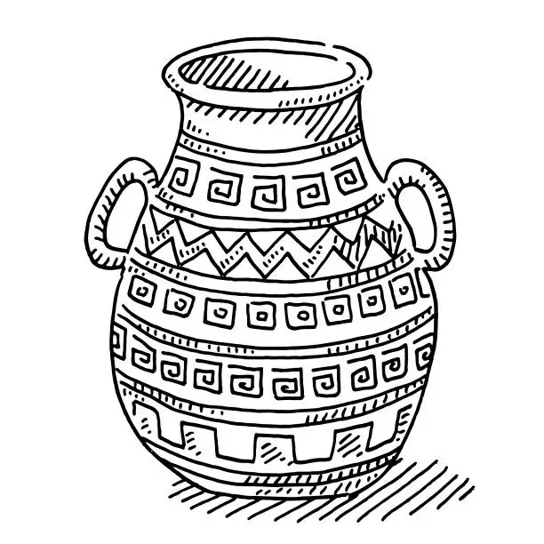 Vector illustration of Antique Vase Drawing