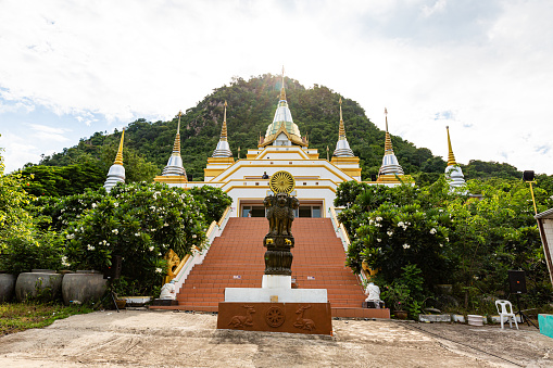Lop Buri,Thailand. AUGUST 22 2020. :Wat Tham Phrathat Khao Prang, Lopburi province, Thailand