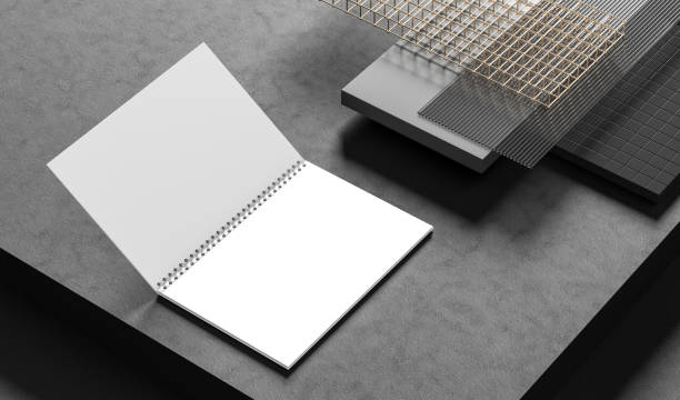 istock Spiral binder notebook mock up isolated on dark background. 3D illustration 1510845254