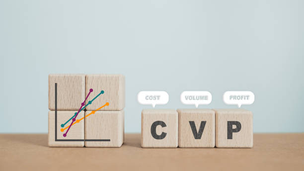 istock CVP  text and graph on wooden cube blocks, cost, volume, profit word on white speech bubble including copy space, Business concept 1510847984