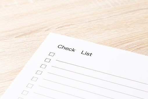 checklist on desk