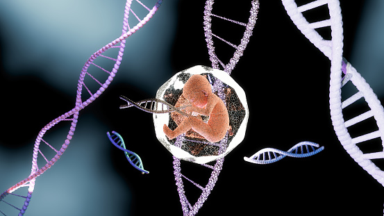 Fetus with dna high quality 3D rendering