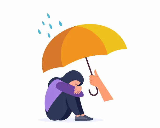 Vector illustration of support in depression