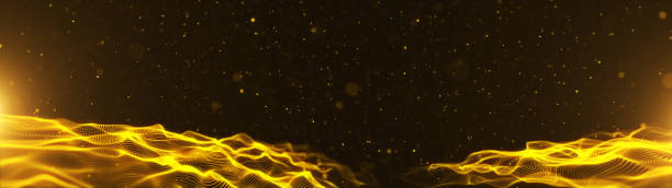 istock Banner golden Particles Wave and light abstract background with shining particle stars dust flare. 1510911292