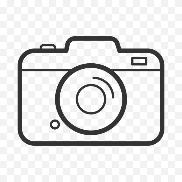 ikona aparatu izolowana na przezroczystym tle. łatwo edytowalny symbol liniowy do projektowania. ilustracja wektorowa. - aparat fotograficzny obrazy stock illustrations