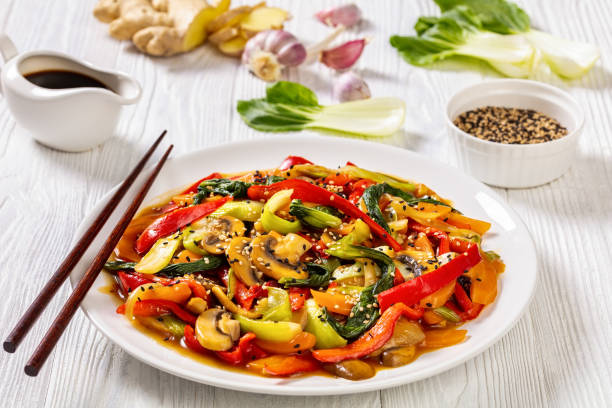 istock Stir Fry Vegetables on white plate, top view 1510970274