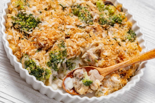 istock tasty Chicken Broccoli mushroom Casserole on dish 1510972043