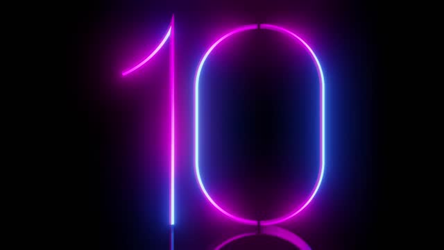 Glowing countdown numbers - 4k 3D animation