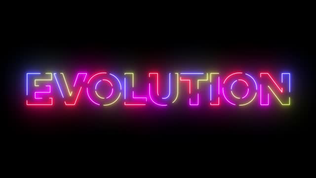 Evolution text. Laser vintage effect. Infinite loopable 4K animation