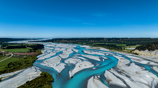 The ecosystem of the River lagoon Valley -Aerial view scene